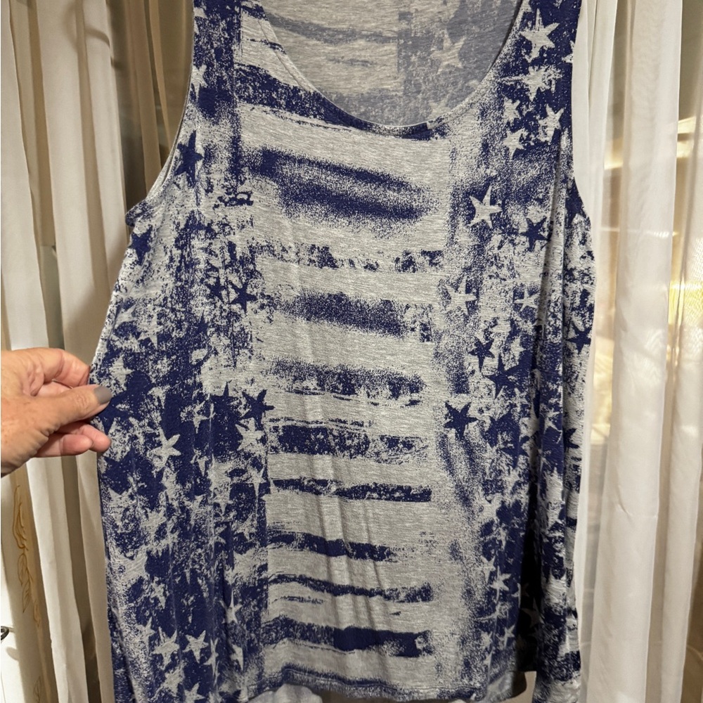 Blue and White Sleeveless Tie-Dye Tank Top